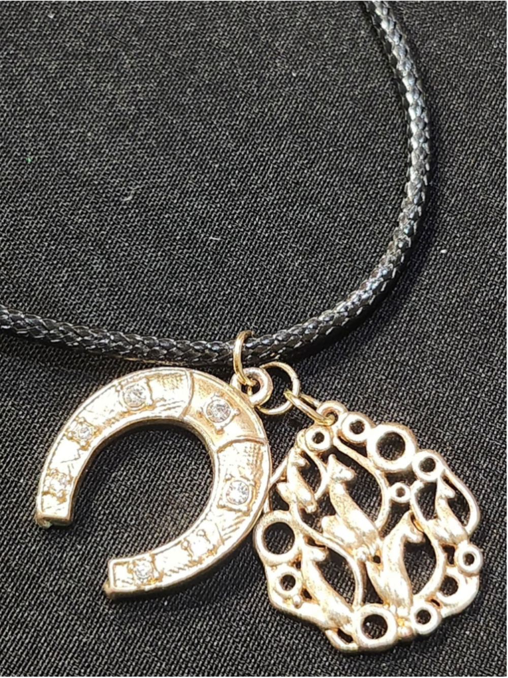 Horseshoe and cat charm necklace Baby Phat
